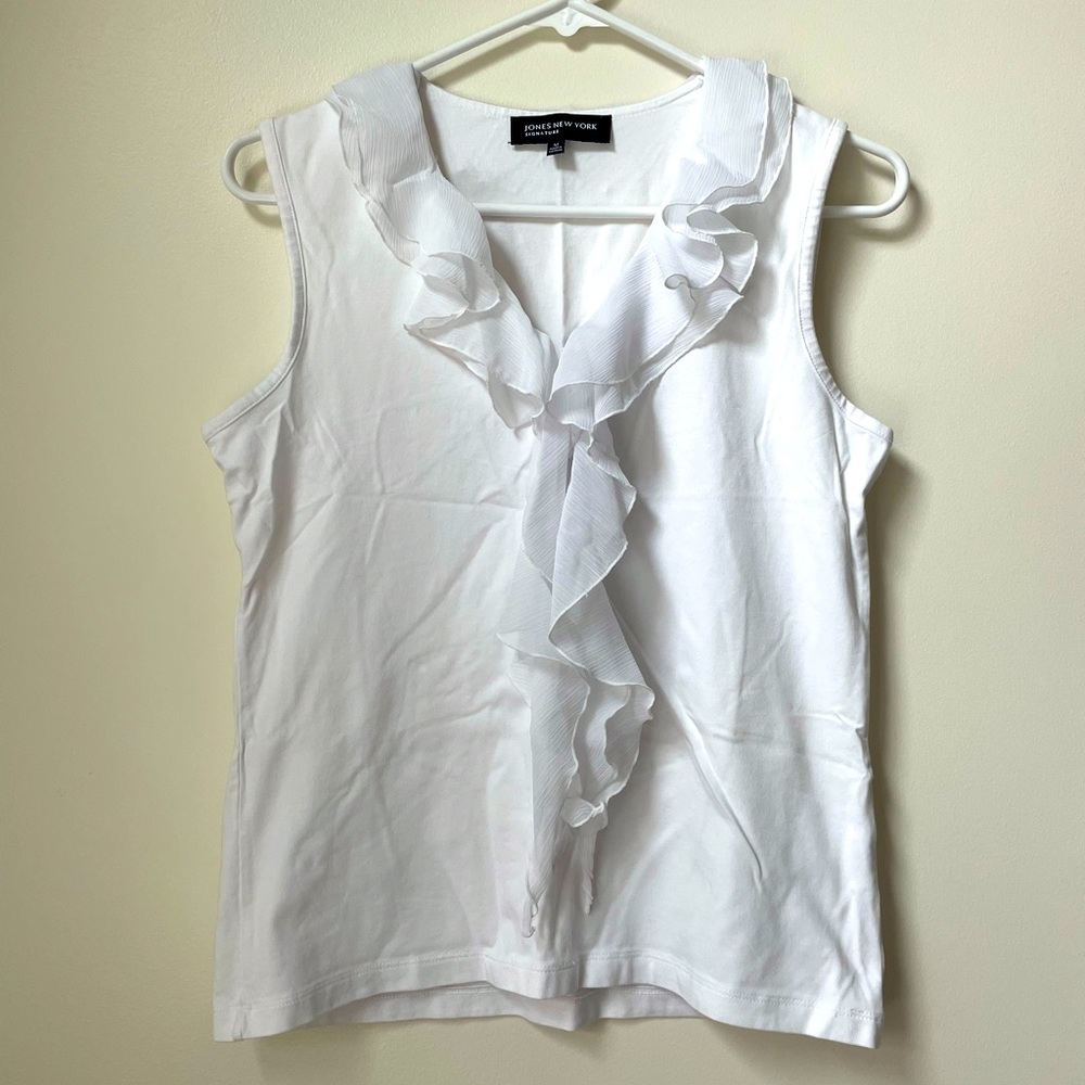 White ruffle tank top